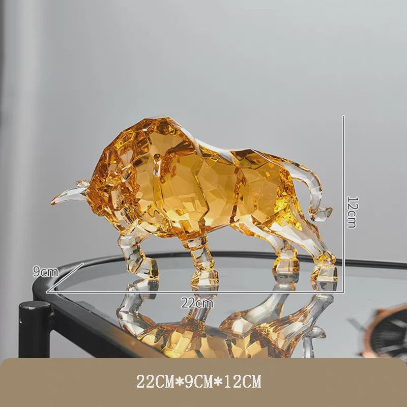 Kristallen Stier Beeldje - Luxe Acryl Ox Sculptuur voor Woonkamer & Kantoor Decoratie