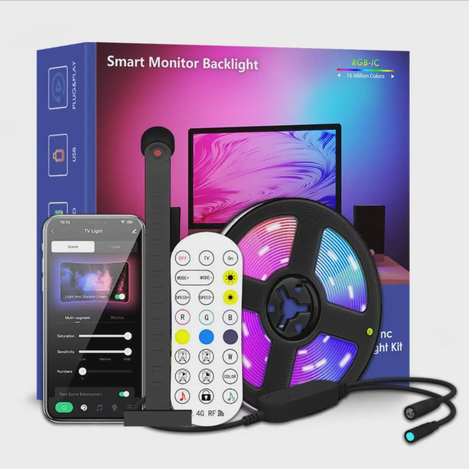 RGBIC LED TV Achtergrondverlichting met Camera & Muziek Sync - Smart Ambient Lighting voor 55-75 inch TV's