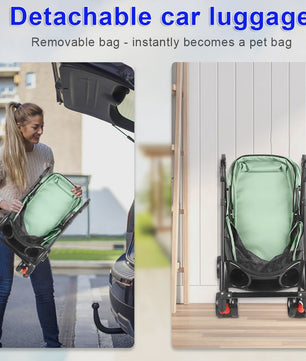 2-in-1 Honden- en Kattenbuggy met Afneembare Reiswieg - Tot 10 kg