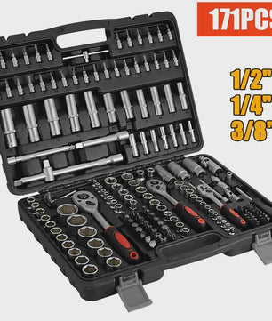 Professionele Ratel Sleutel Set - 1/4", 3/8", 1/2" - Compleet Gereedschap voor Auto Reparatie