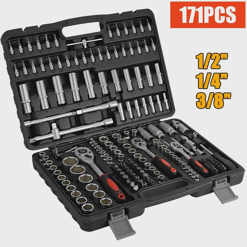 Professionele Ratel Sleutel Set - 1/4", 3/8", 1/2" - Compleet Gereedschap voor Auto Reparatie