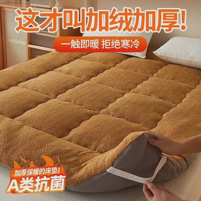 Dikke Lamsvel Matras 90x200cm - Zacht & Warm Eenpersoons Dekmatras met 3D Stiksels