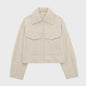 Chique Grijze Dames Jas met Rits en Zakken - Vintage Stijl