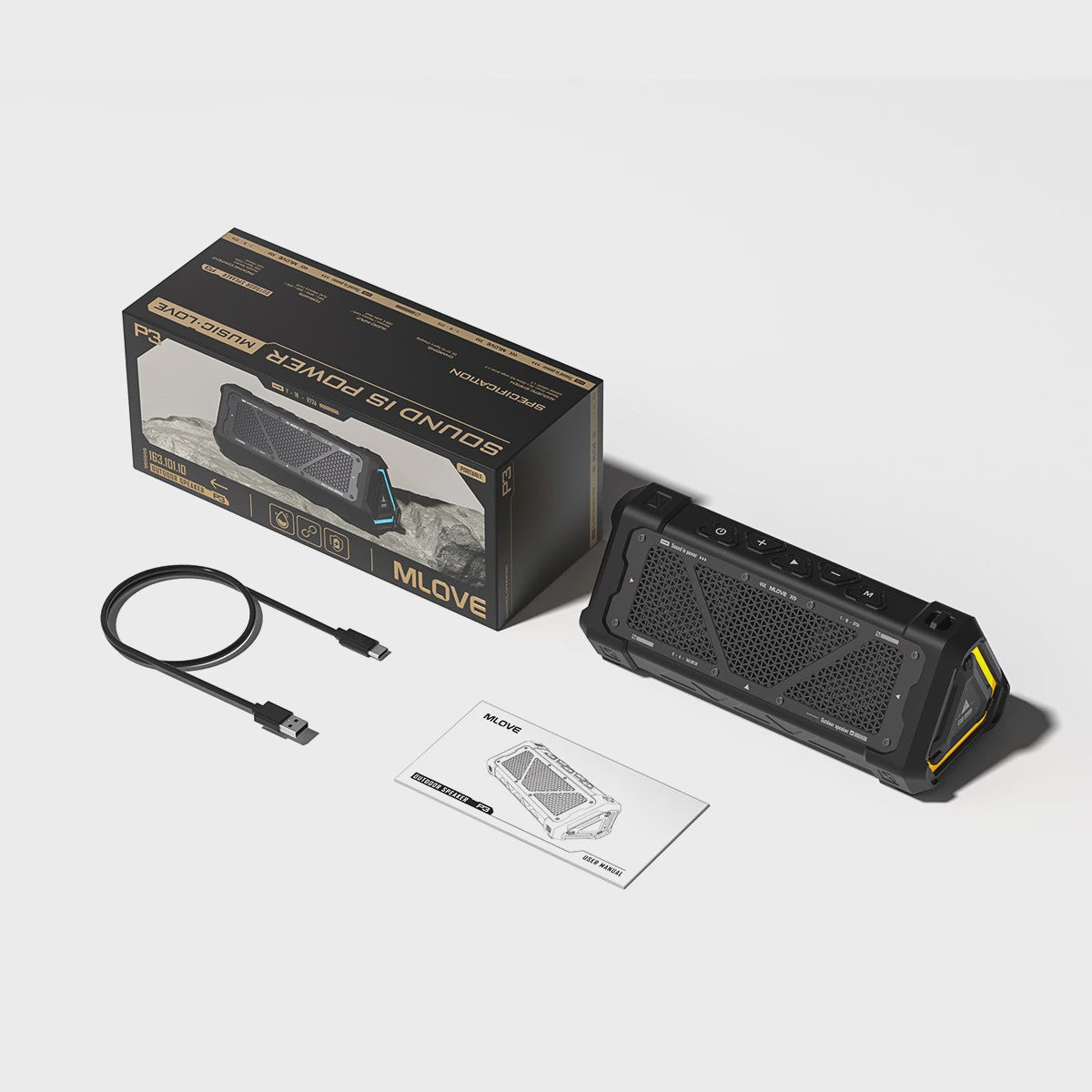 MLOVE P3 Outdoor Bluetooth Speaker - 40W Stereo Geluid, IPX7 Waterdicht & RGB Licht