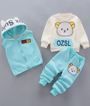 Schattige Baby Kleding Set 3-delig met Beer - Warm & Comfortabel voor Herfst/Winter (0-4 Jaar)