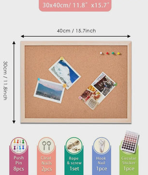 Houten Kurkbord met Houten Frame - Decoratieve Wanddecoratie & Fotowand