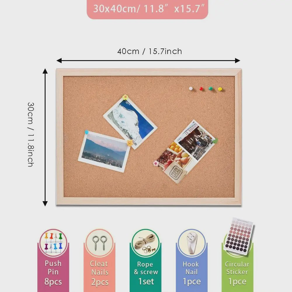 Houten Kurkbord met Houten Frame - Decoratieve Wanddecoratie & Fotowand