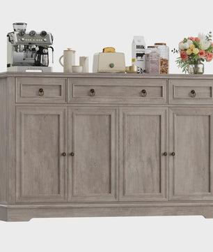Stijlvol Wit Retro Sideboard met 3 Lades en 4 Deuren - 134x40x87cm