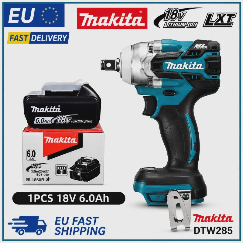 Makita DTW285 18V Accu Slagmoersleutel Borstelloos 330 Nm + 6.0Ah Batterij