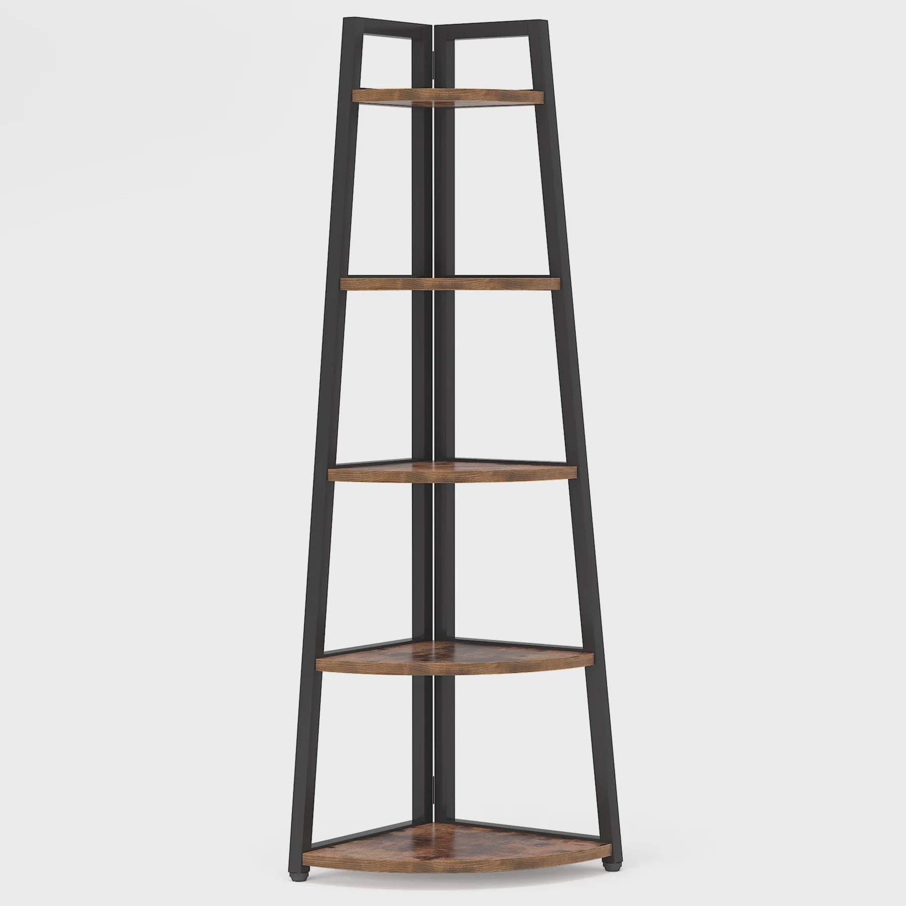Hoekboekenkast met 5 etages - Stijlvol Hout & Metaal Design