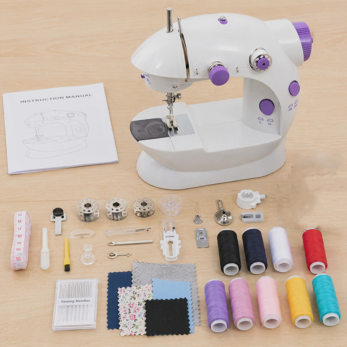 Draagbare Elektrische Naaimachine - 12 Steken, AC/Batterij, 32-delige Accessoireset - Ideaal voor Beginners & DIY