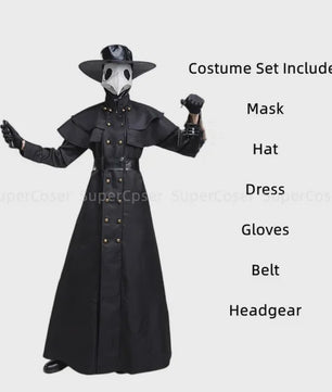 Middeleeuwse Pestdokter Kapmantel met Masker & Hoed - Halloween Cosplay Kostuum