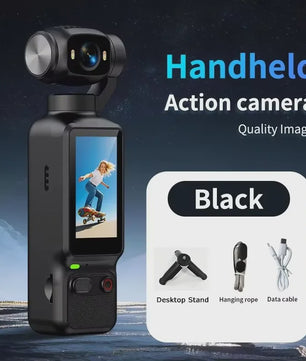 Compacte 4K Action Camera met 180° Roteerbare Lens - Ideaal voor Vlogs, YouTube & TikTok