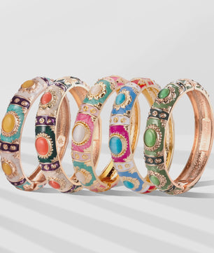 Bohemian Emaille Armband Dames - Kleurrijke Cloisonné Bangle met Indiaas Design