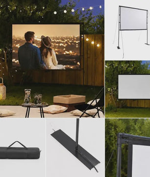 100 Inch Projectiescherm 4:3 met Draagbare Standaard - Anti-Reflectie & Brede Kijkhoek
