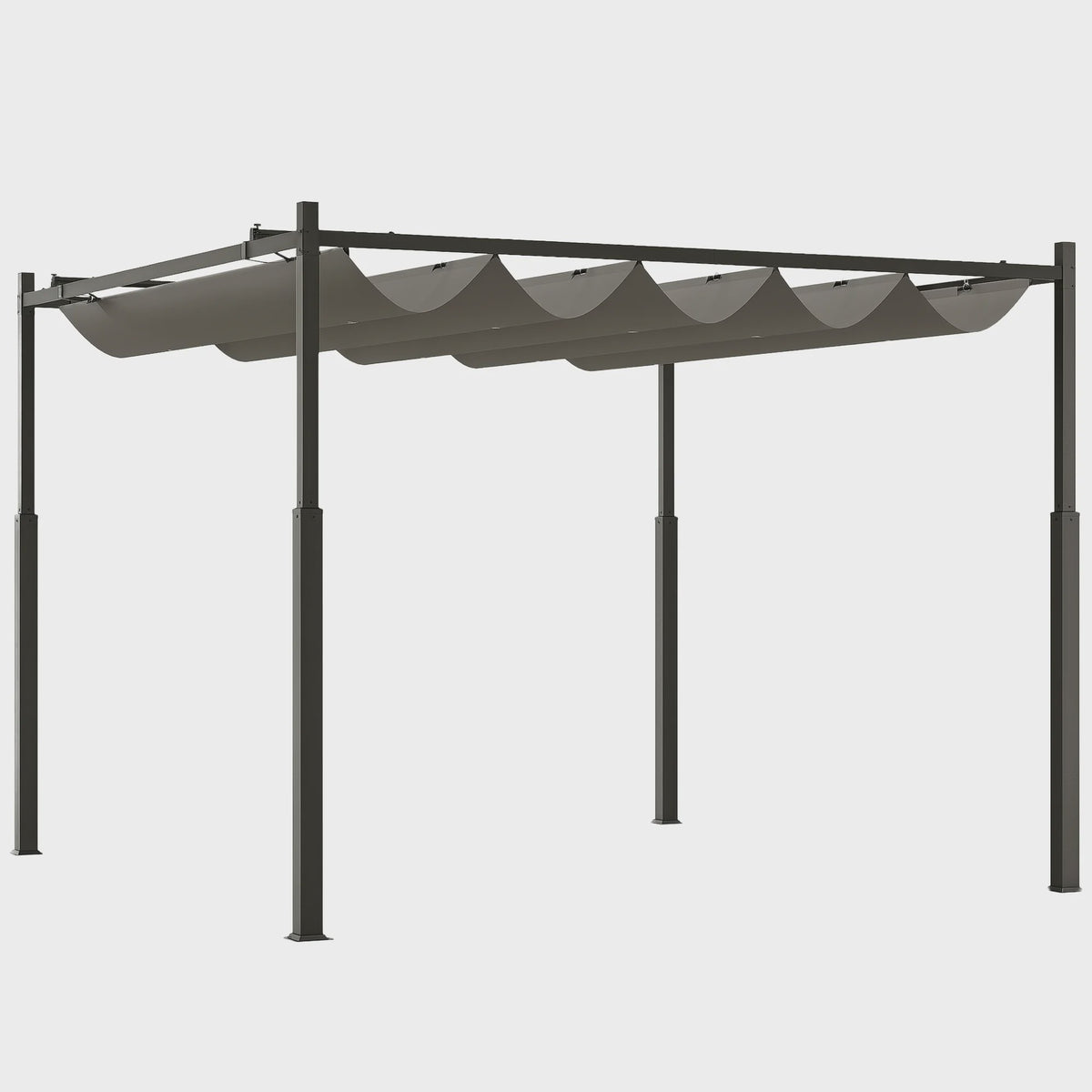 Outsunny Tuinpergola 3x3m met Intrekbaar Dak - Grijze Kleur