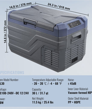 Draagbare Dubbel Zone Vriezer Koelkast met Compressor - 12/24V DC & AC