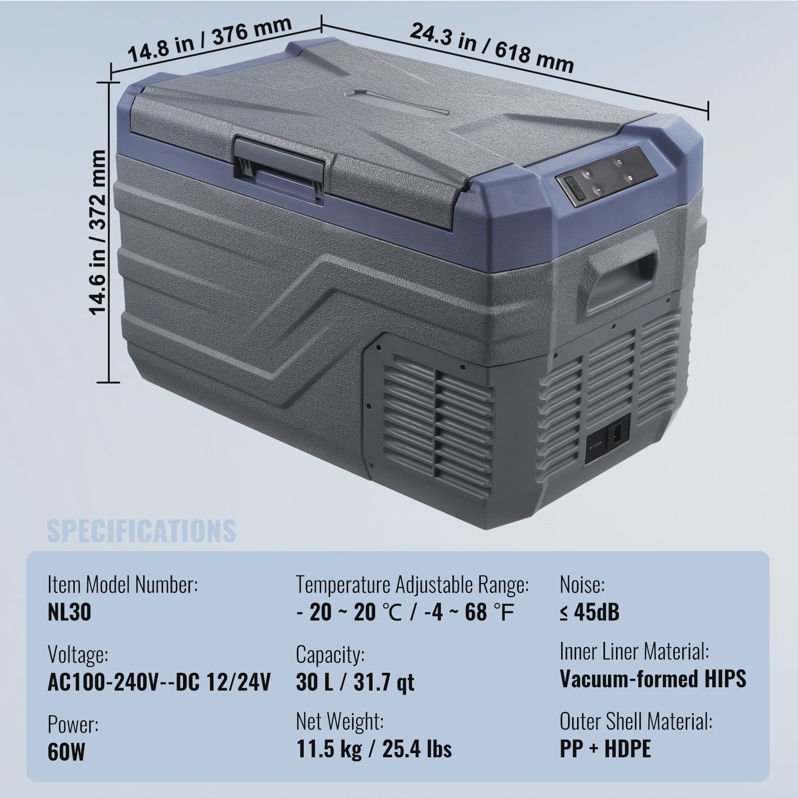 Draagbare Dubbel Zone Vriezer Koelkast met Compressor - 12/24V DC & AC