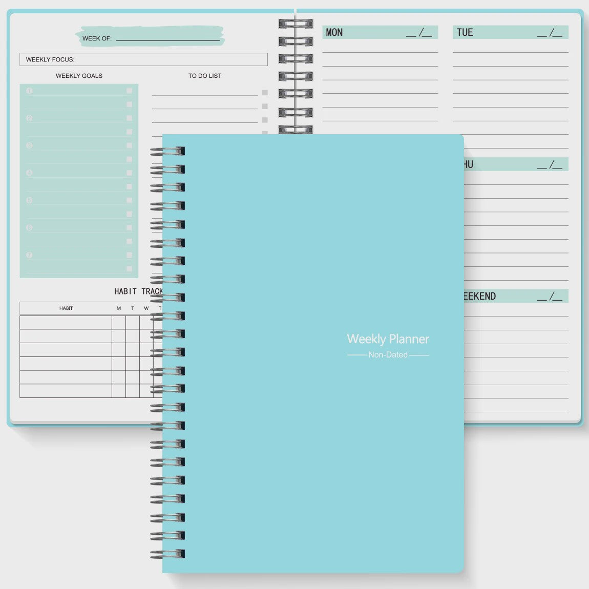 A5 Weekplanner Agenda - Ongeprikte Spiral Notebook voor Dagelijkse Planning & Doelen