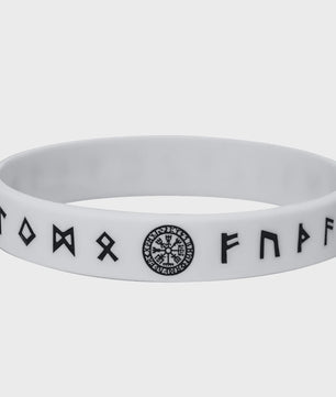 Mprainbow Heren Viking Rune Armband - Wolf Design, Zwart/Wit Siliconen Polsband