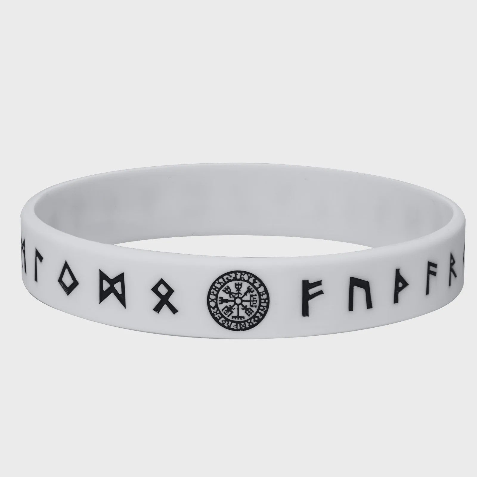Mprainbow Heren Viking Rune Armband - Wolf Design, Zwart/Wit Siliconen Polsband
