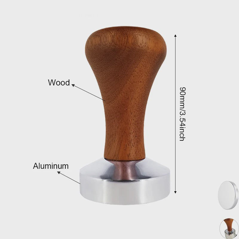 Professionele Espresso Tamper met Houten Handvat - 51mm, 53mm, 58mm - Barista Kwaliteit