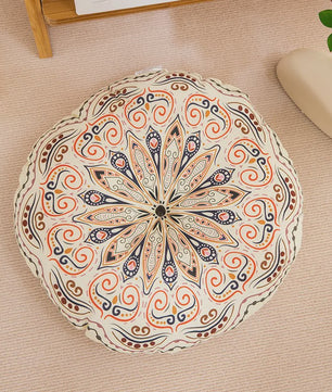 Bohemian Rond Kussen - Katoen & Linnen - Decoratief Vloer- of Stoelkussen