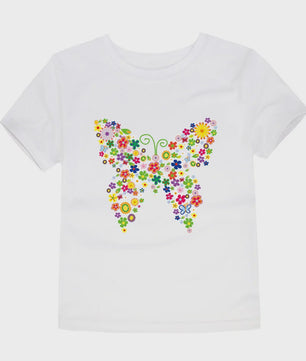 Schattig Katoenen T-shirt Meisjes met Bloemprint - Maten 2 t/m 14 Jaar