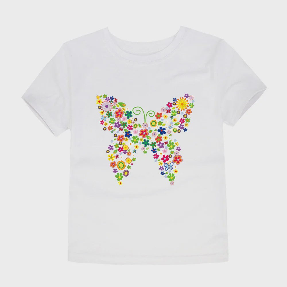 Schattig Katoenen T-shirt Meisjes met Bloemprint - Maten 2 t/m 14 Jaar