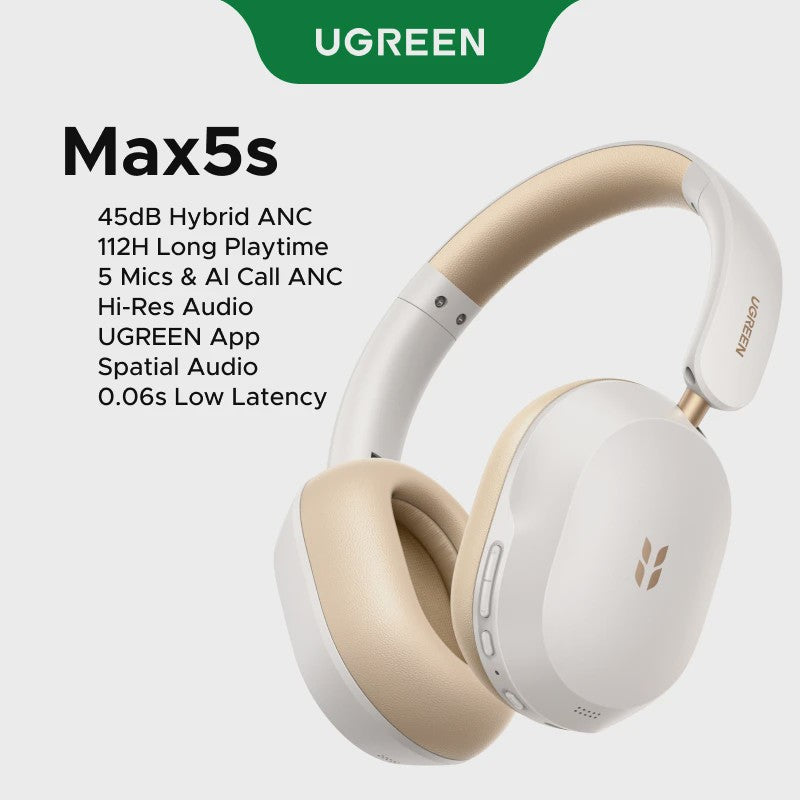 UGREEN Max5s Draadloze Over-Ear Koptelefoon met 45dB ANC & 112 Uur Batterijduur