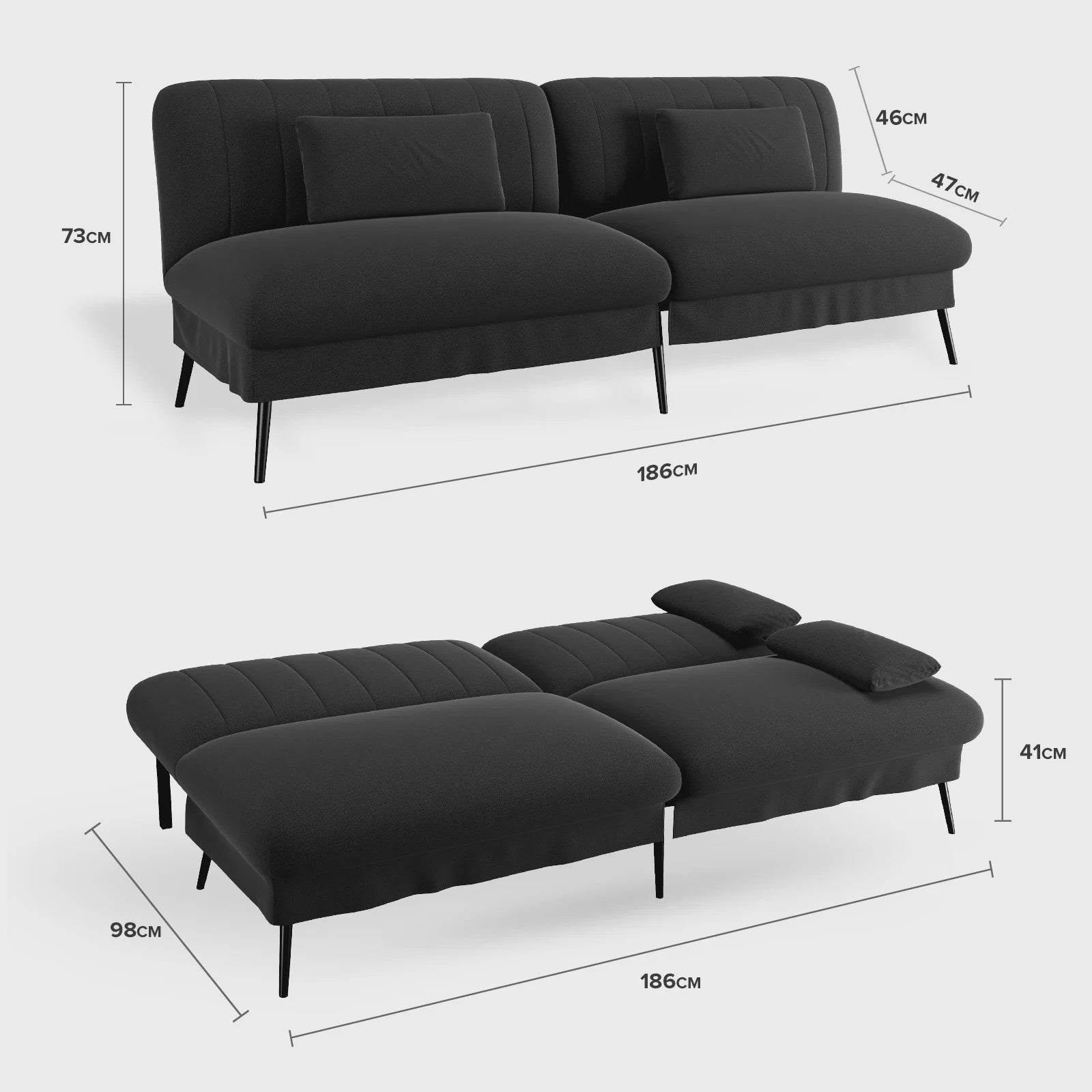 COMHOMA Multifunctionele Sofa Bed - 2-in-1 Slaapbank met Groot Ligvlak