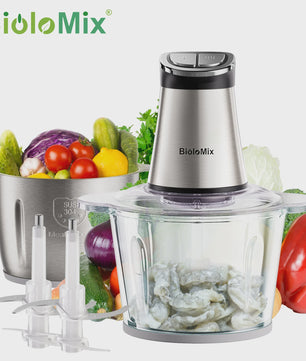 BioloMix Mini Elektrische Hakmolen - 300W, 2 kommen, 4 bladen