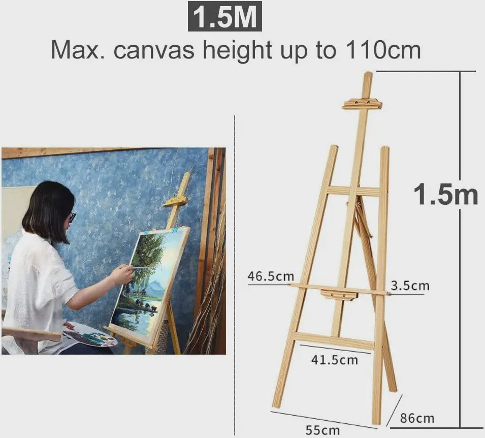 Houten Ezel Standbeeld 150/175 cm - Verstelbaar voor Kunst, Bruiloftsborden & Posters