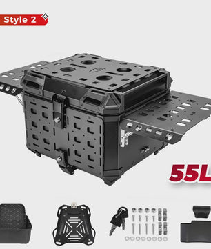 KEMIMOTO Universele Motor Topkoffer - CNC Aluminium Bagagebox met Snelontgrendeling & Helmopslag