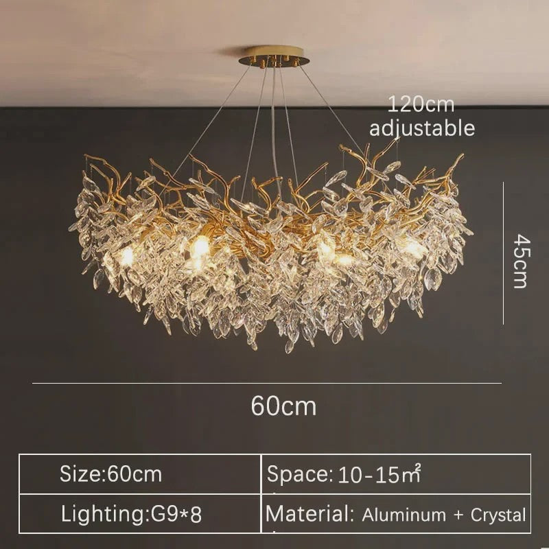 Luxe Gouden Kristallen LED Kroonluchter - Plafondlamp & Hanglamp voor Woonkamer, Eetkamer, Slaapkamer