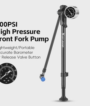 WEST BIKING Hoge Druk Fiets Pomp 300/400PSI met Manometer - Draagbaar voor Voorvork