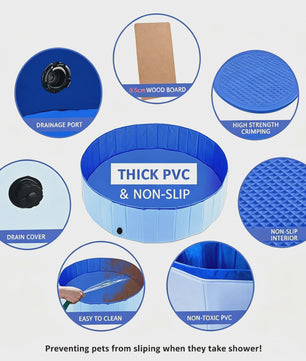 Opvouwbaar PVC Hondenbad 120x30cm - Draagbaar Zwembad voor Binnen & Buiten Gebruik