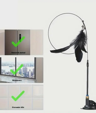 Interactieve Kattenhengel met Zuignap en Veer - Eindeloos Speelplezier voor uw Kat