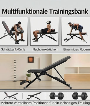 Opvouwbare Trainingsbank met 28 Posities & Push-Up Board - Verstelbaar voor Krachttraining Thuis
