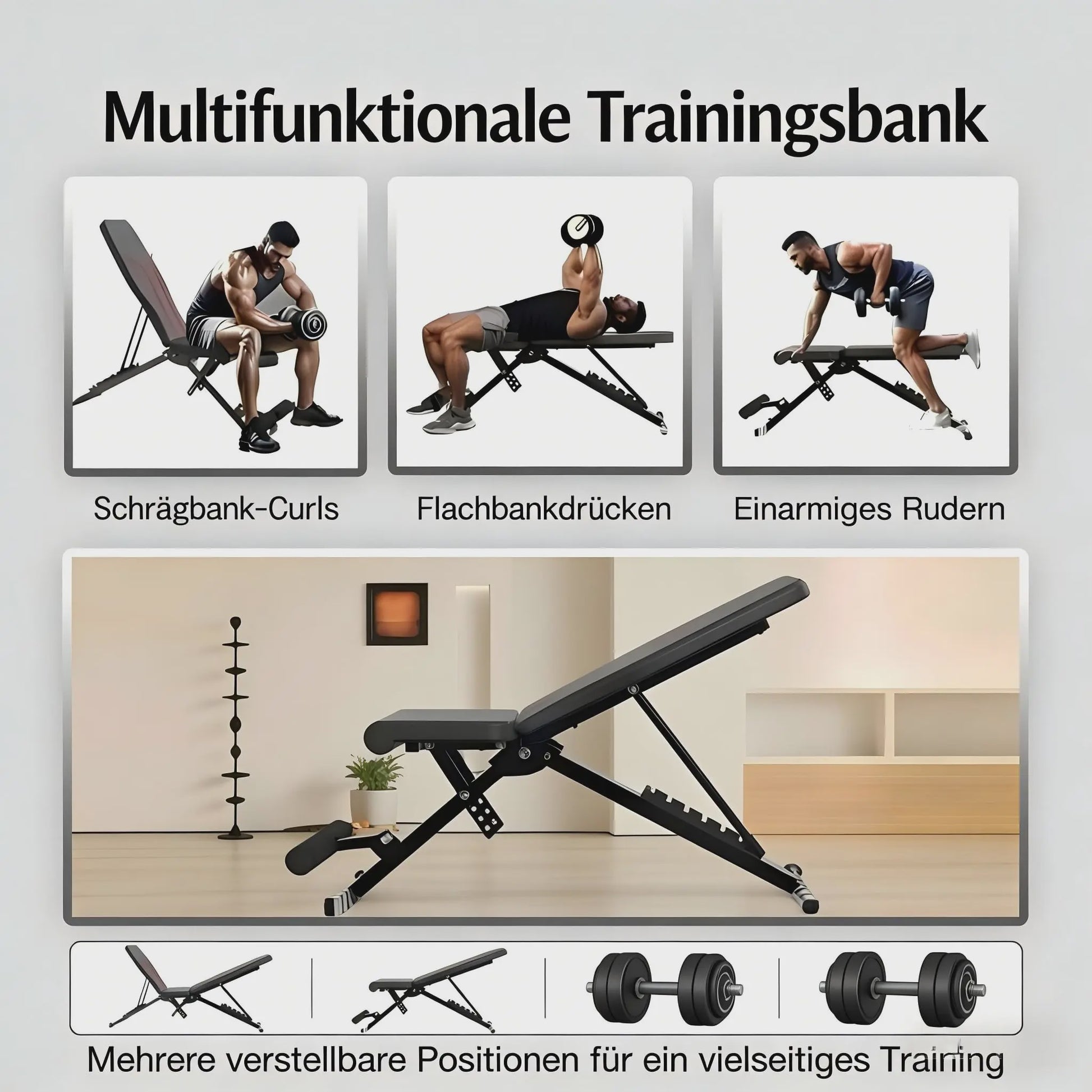 Opvouwbare Trainingsbank met 28 Posities & Push-Up Board - Verstelbaar voor Krachttraining Thuis