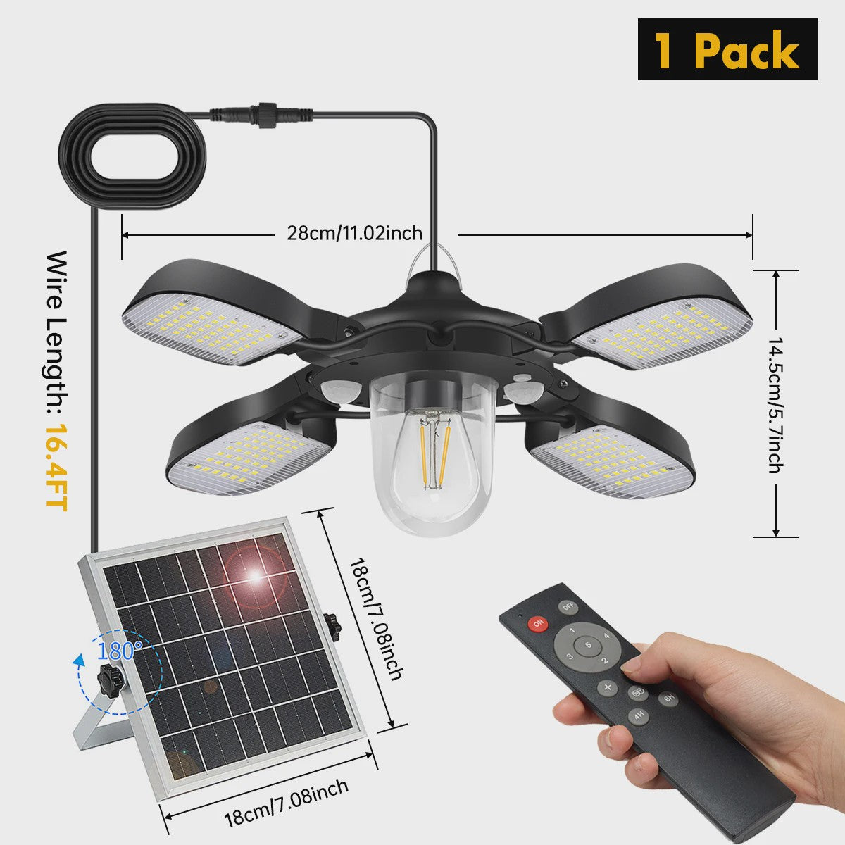 192 LED Solar Hanglamp met Bewegingssensor & Afstandsbediening - Buitenverlichting