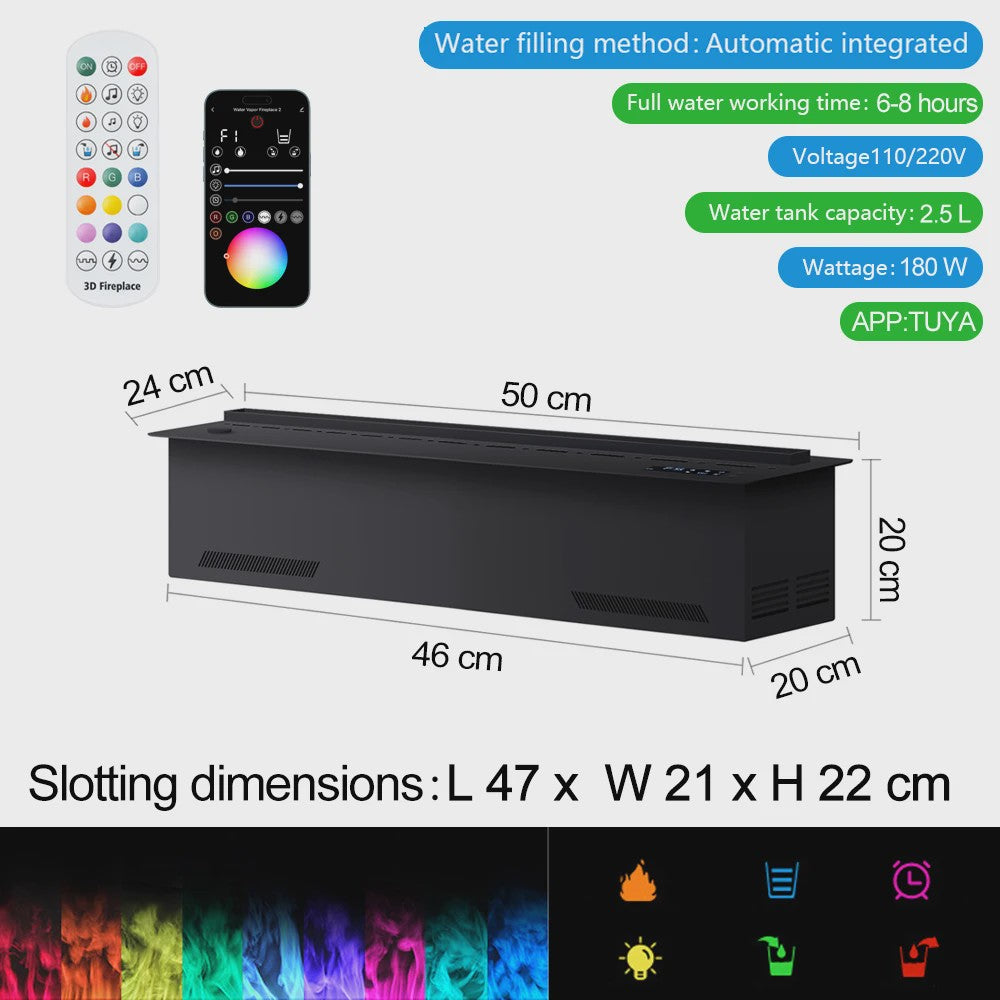 3D Water Mist Sfeerhaard met Afstandsbediening en App Bediening - Realistische Vlammen