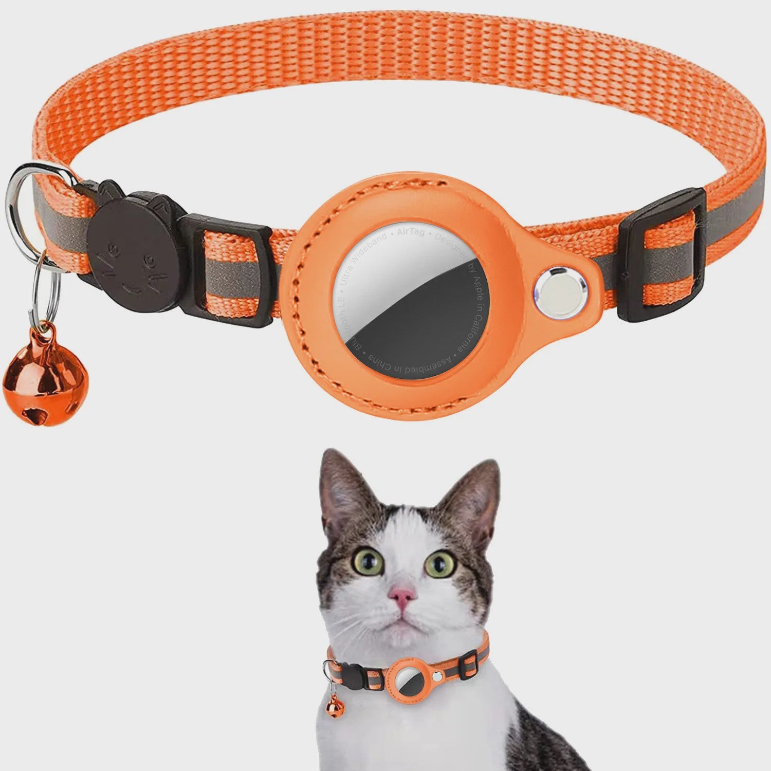 Veiligheids Halsband voor Katten met AirTag Houder - Verstelbaar, Reflecterend & Waterdicht