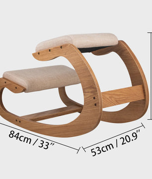 Ergonomische Kniekruk met Dik Zitkussen - Houten Schommelstoel voor Betere Houding