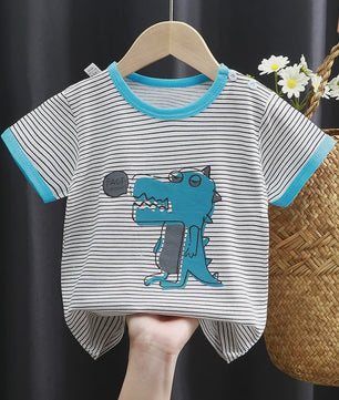 Zomer T-shirt Kinderen Katoen met Vrolijke Cartoon Print - 0-4 Jaar