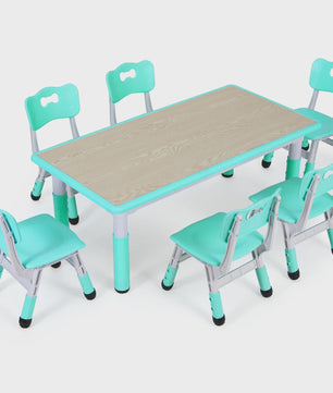 Verstelbare Kinder Tafel met 6 Stoelen - Knutseltafel & Speeltafel voor Kinderen (2-10 jaar)