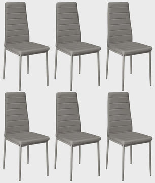Set van 6 Eetkamerstoelen met Hoge Rugleuning - Ergonomisch Kunstleer