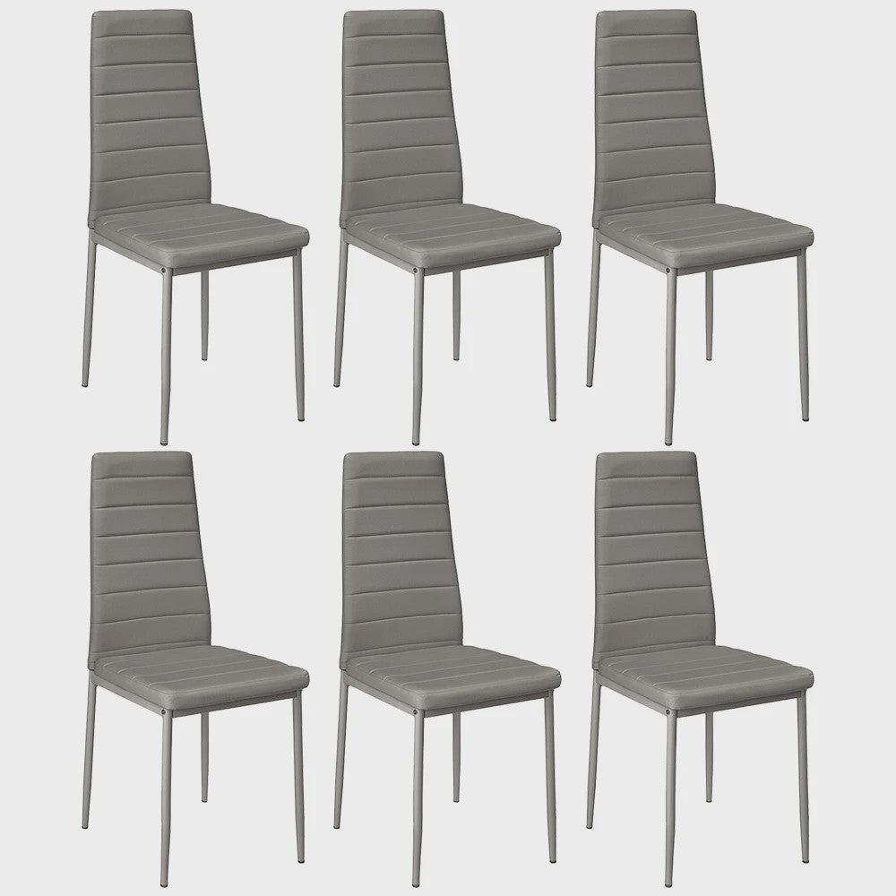 Set van 6 Eetkamerstoelen met Hoge Rugleuning - Ergonomisch Kunstleer