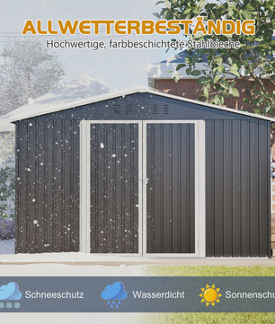 Grote Metalen Tuinhuis 289x239x191cm - Waterdicht, Roestbestendig & Afsluitbaar