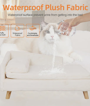 Luxe Verhoogd Hondensofa Bed met Rugleuning & Pluche Kussen - Stijlvolle Lounger voor Kleine/Middelgrote Honden & Katten